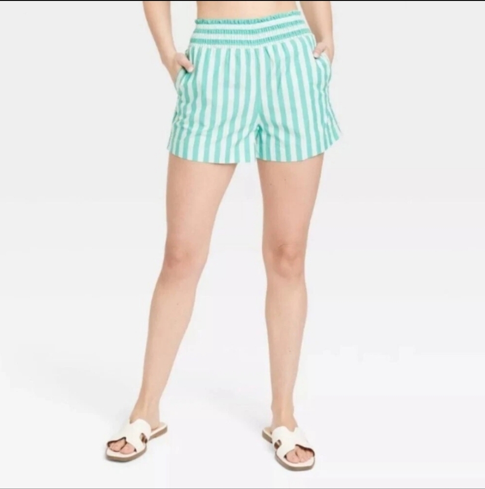 Striped Teal Women's Shorts